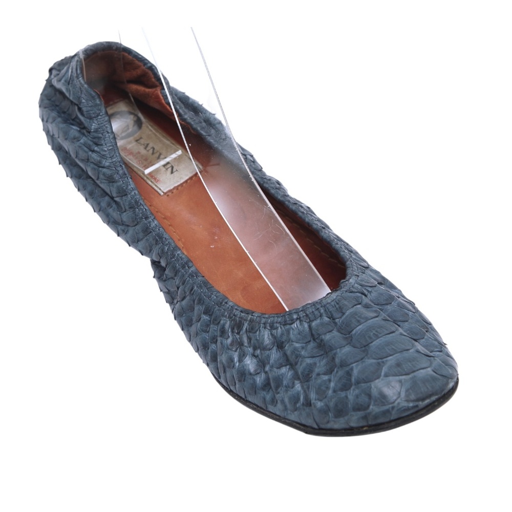 Lanvin Ballet Flats Blue Python Leather Stretch S… - image 1